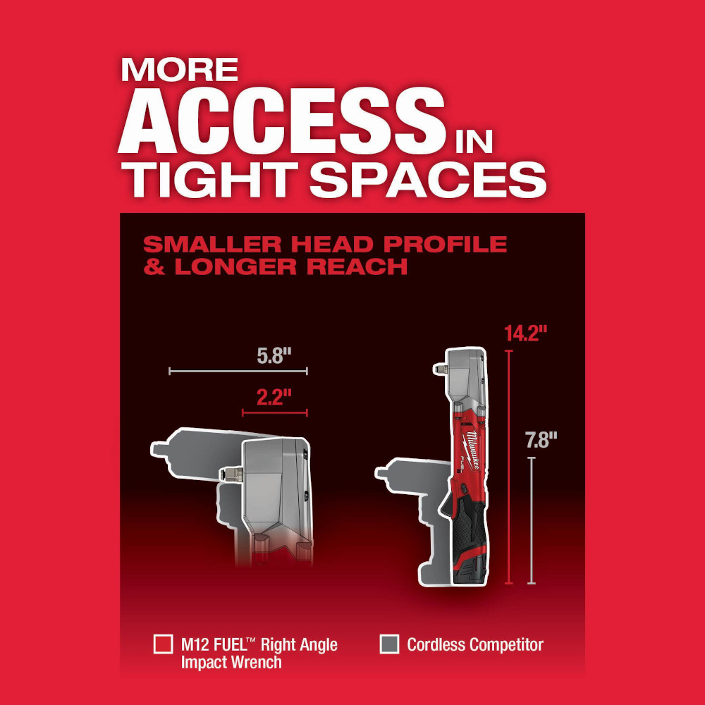 Milwaukee M12 3/8 Inch Right Angle Impact Wrench with Friction Ring Kit from GME Supply